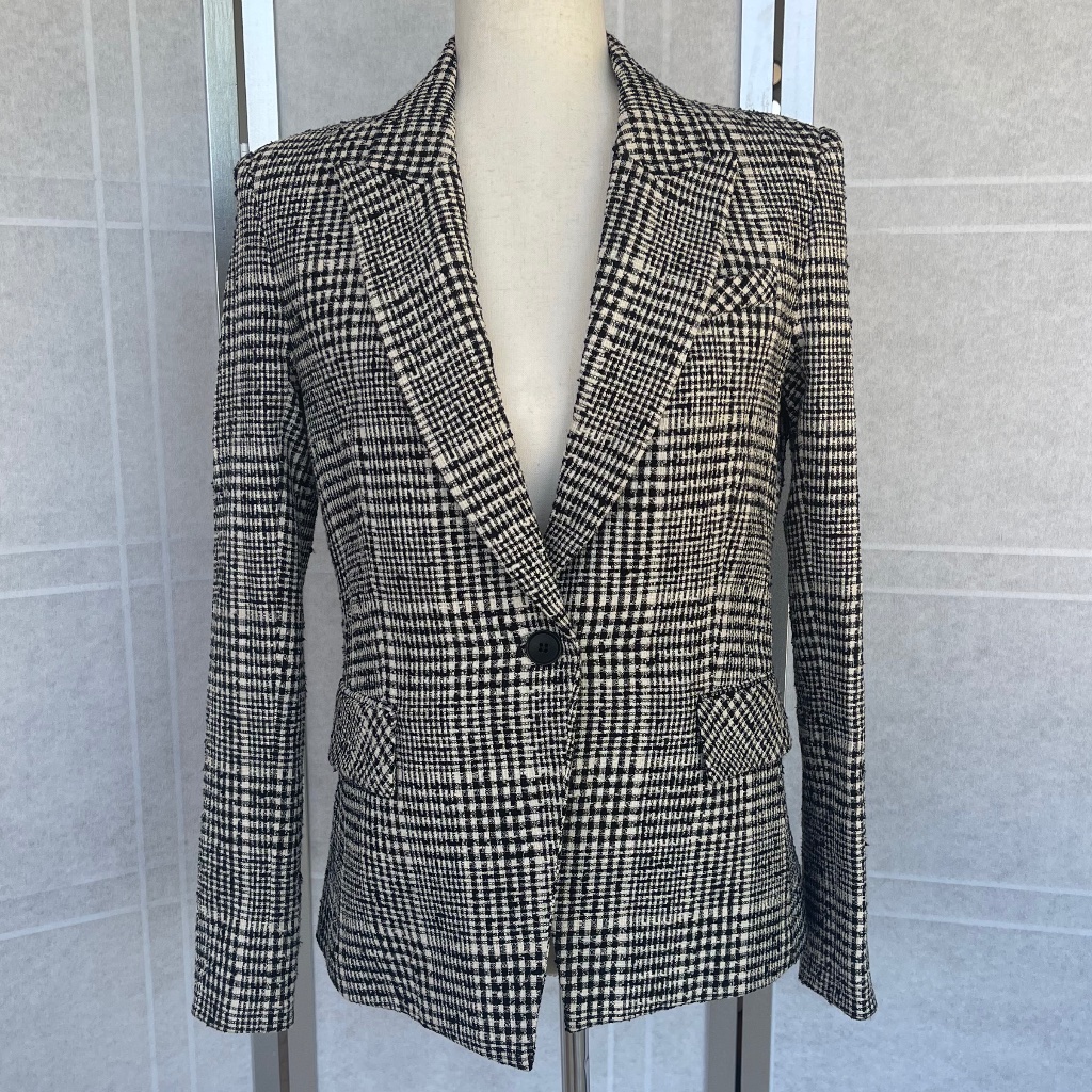 Nwot Veronica Beard Black/White Plaid Rhett Dickey Jacket Sz 8